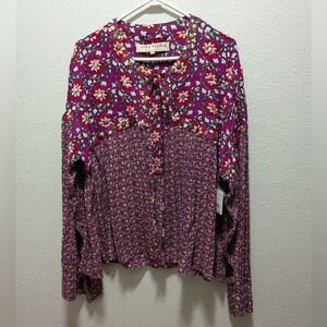 NWT Free People Malia Babydoll Jacket Size Large Pink beaded Floral